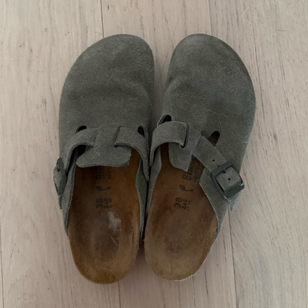 Birkenstock Boston Suede Clogs Thyme